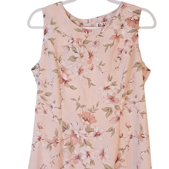 Vintage 90s R&K ORIGINALS 10 Pink Floral Sleeveless Shift Dress Maxi Fairycore - Picture 2 of 6